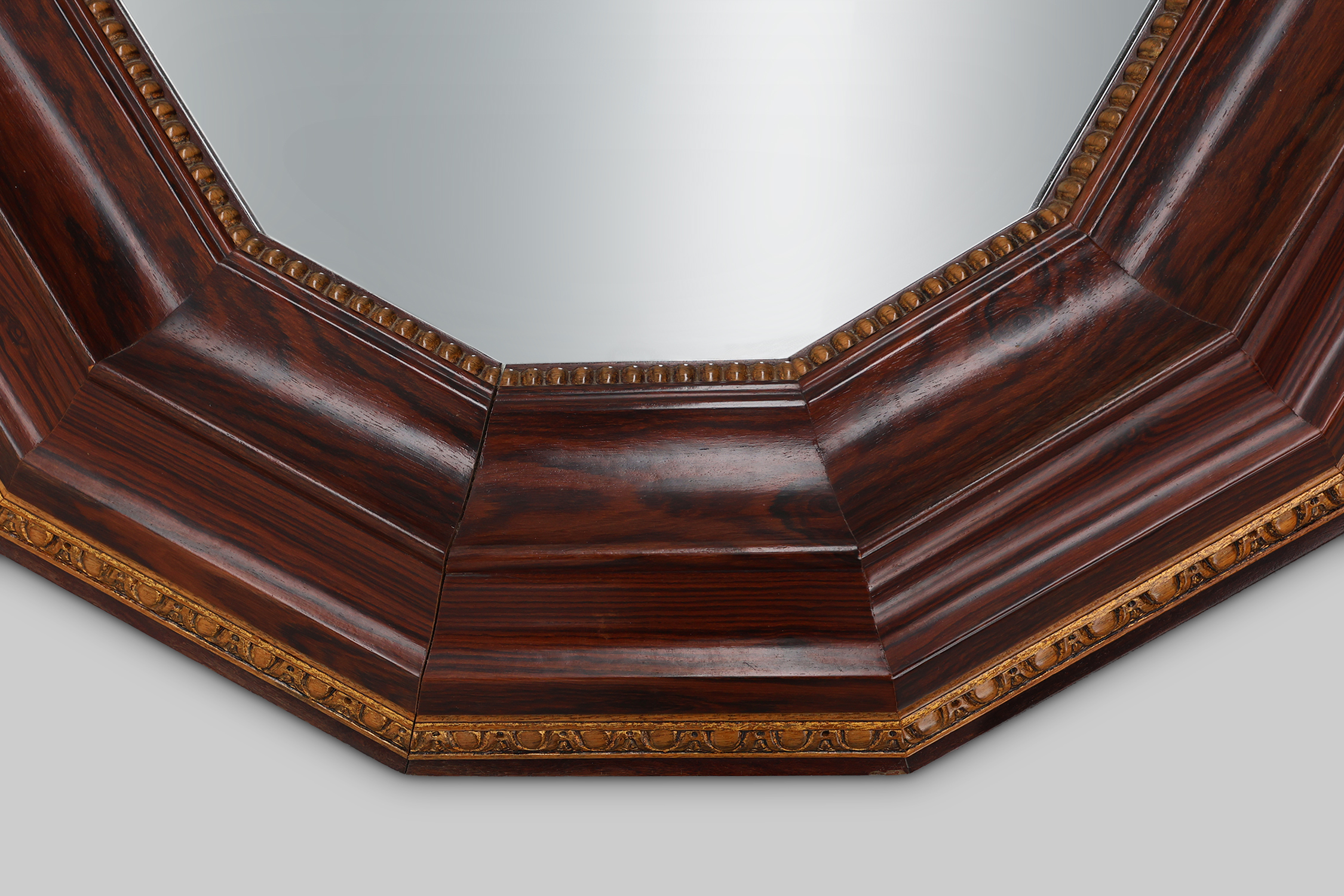 Large Octagonal Art Deco wall mirror in solid wood, Belgium ca. 1925thumbnail